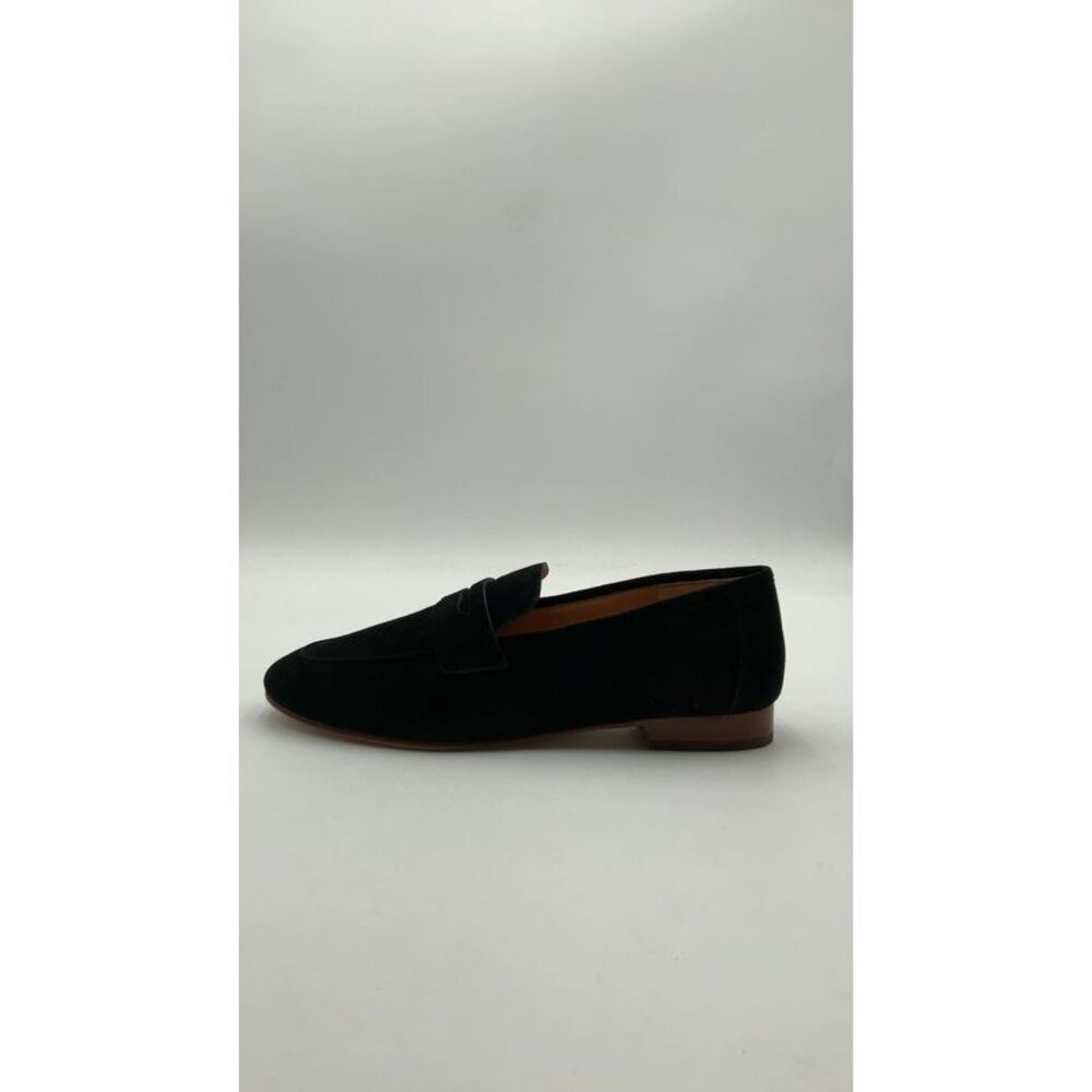 Quince Women Italian Suede Penny Loafer Black Shoes 8.5
